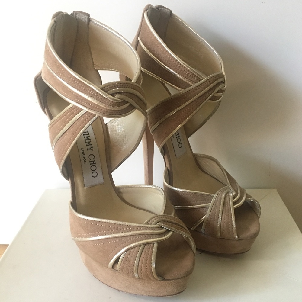 NWT Jimmy Choo Koko Metallic Suede Platform Sandal - Picture 3 of 7